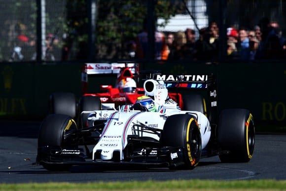 Williams de Massa, a única na corrida, debateu-se com problemas no desgaste dos pneus e terminou em quarto (Getty Images)