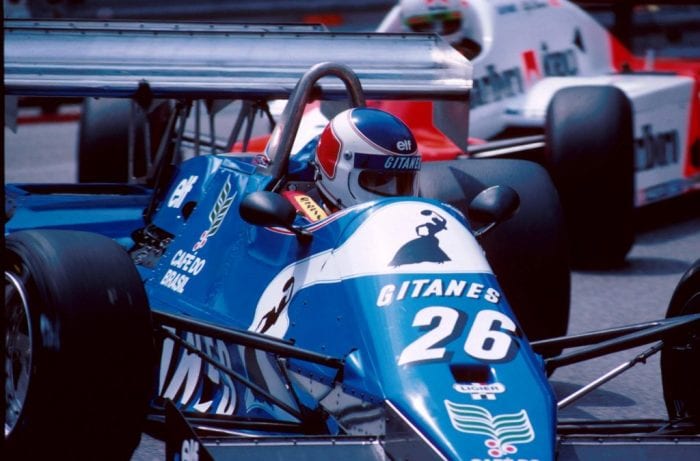 Raul Boesel em 1983. Ele e Pedro Paulo Diniz foram os únicos brasileiros a correr pela Ligier (Sutton)