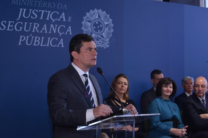 Sergio Moro, Ministro da Justiça e Segurança Pública, durante evento do MJ - foto de Isaac Amorim/MJSP