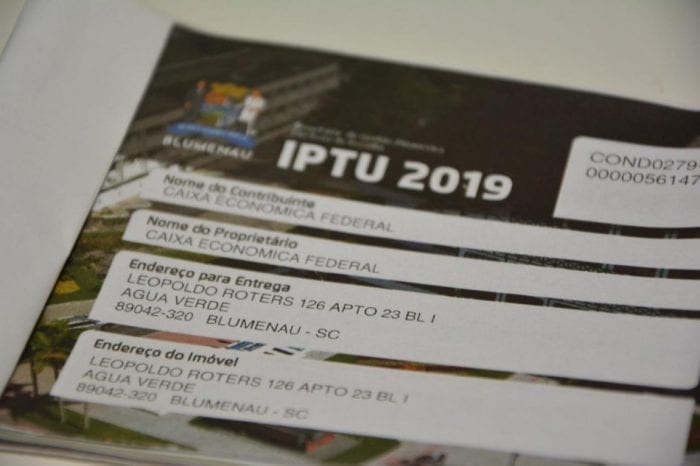 Carnê do IPTU 2019 da Prefeitura de Blumenau