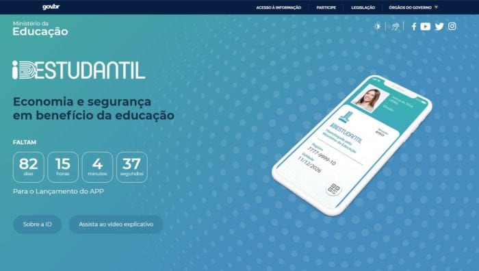 Capa do portal da ID Estudantil - imagem de Guilherme Pera/MEC