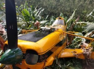 Aeronave agrícola faz pouso forçado em Ilhota - foto do Corpo de Bombeiros