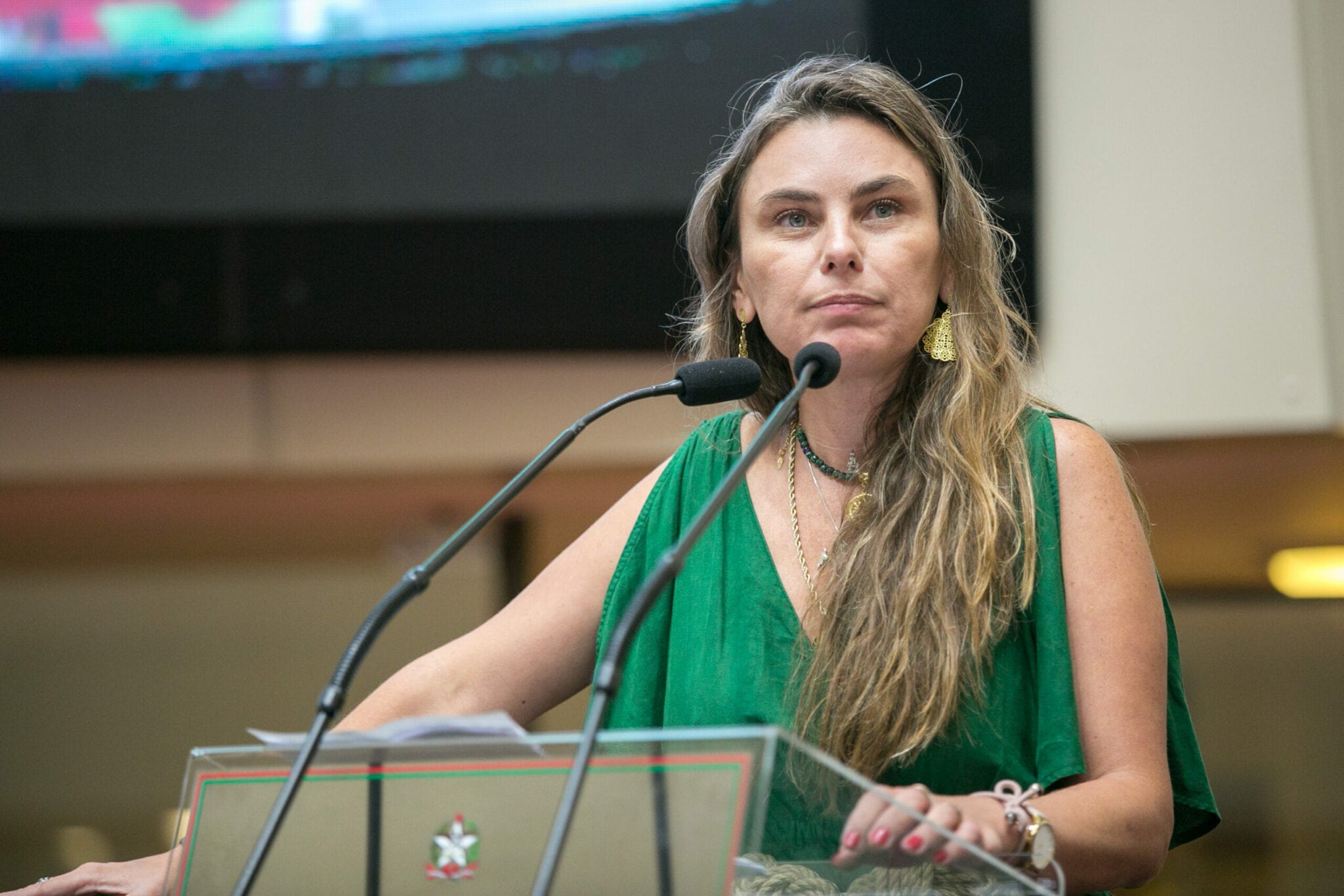 Deputada Paulinha (PDT) durante pronunciament - foto de Rodolfo Espínola 
