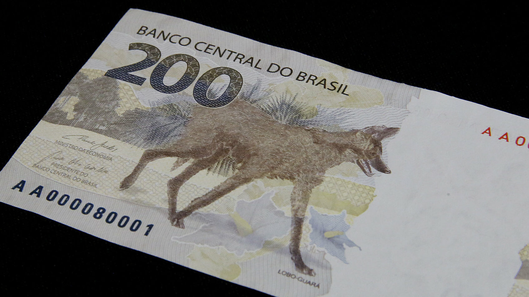 Nova nota de R$ 200 com a imagem do lobo-guará - foto de Raphael Ribeiro/BCB