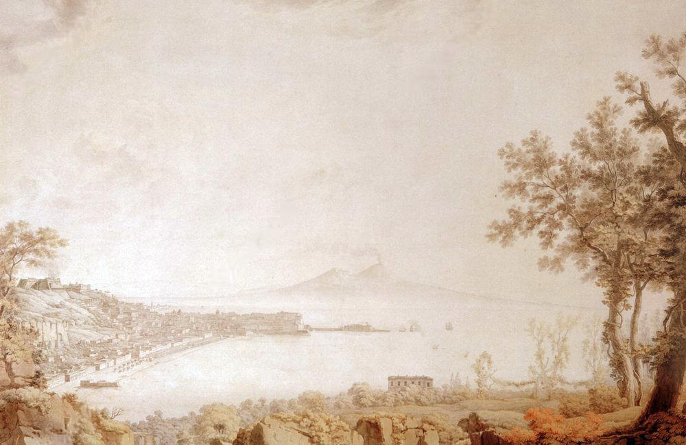 AQUARELA DE GOETHE RETRATANDO A ERUPÇÃO DO VESÚVIO (1787). Imagem de goethezeitportal.de