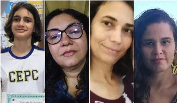 VÍTIMAS DO NEONAZISMO - Selena Sagrillo, Maria da Penha Banhos, Cybelle Bezerra e Flavia Amoss, vítimas do ataque a escolas em Aracruz